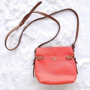 Cuoieria Fiorentina Leather Cross Body Bag Coral Pink Brown Made in Italy